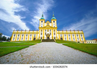 Monastery Svaty Kopecek. The Basilica Minor of the Visitation of the Virgin Mary on the Holy Hill  church near Olomouc, Czech Republic. Famous pilgrimage place, visited by the Pope Jan Paul II.