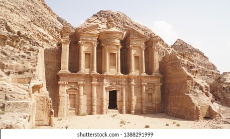 The Monastery Temple Of The Nabataean Kingdom In Petra, Jordan.