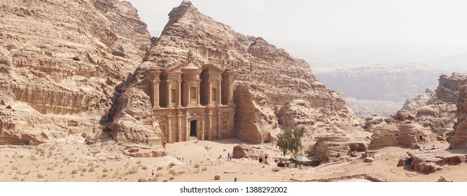 The Monastery Temple Of The Nabataean Kingdom In Petra, Jordan.