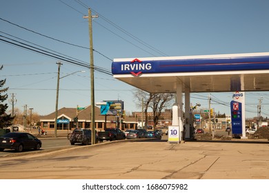 Moncton, New Brunswick, Canada - 28 March 2020 Irving Gas Station