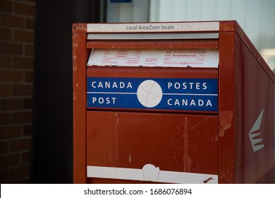 Moncton, New Brunswick, Canada - 28 March 2020 Canada Post Mail Box