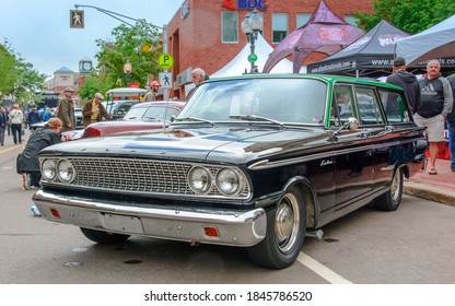 Moncton, New Brunswick, Canada - July 8, 2016 : 1963 Ford Fairlane Station Wagon Downtown Moncton During 2016 Atlantic Nationals.
