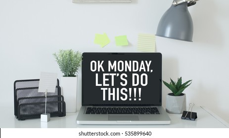 Monday Motivation Concept Note On Laptop