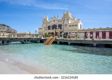 Mondello Beach Pavillion In Palermo Sicily Beautiful Sea Sand Sun Holiday