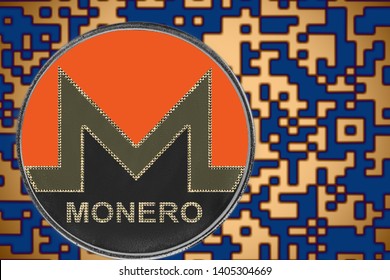 monero xmr coin cryptocurrency on the background of crypto code