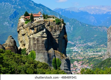 Monestary On A Rock In Meteora, Greece