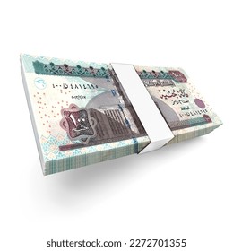 Money 100 Egyptian pounds 3d Egyptian-banknotes of 100 bills on white background - Shutterstock ID 2272701355