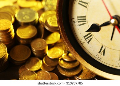 Money And Alarm Clock, Closeup