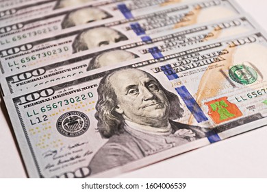 Money American dollar bills.Currency US dollar banknotes close-up. Portrait of the President.