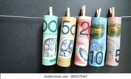 Money; Australian Dollar banknote on black background. Business,finance, Investment and economy concept.