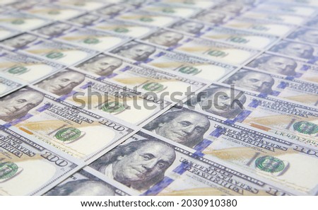 A lot of Money background. Dollars currency notes. Inflation rate. Economic crisis. Сurrency devaluation. Successful business. Close up, soft focus.