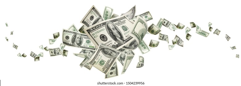 Money Background. Hundred Dollars Of America. Usd Cash Money Falling.