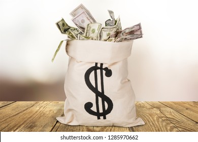 Money In The Bag Isolated On Background