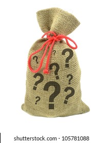 A Money Bag With Question Marks. Financial Risks Concept