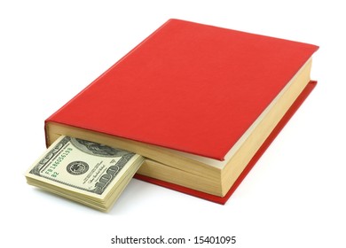 Money In Book Isolated On White Background