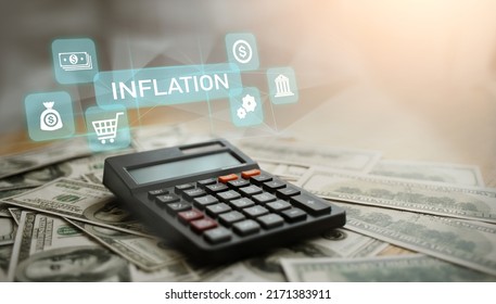 Money And Calculator Mobile Money Press Calculator Worsening Economy Or Inflation Business Concept.	