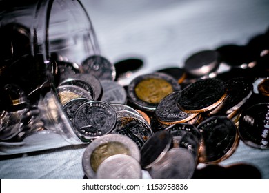 The money coin in piggy bank