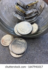 Money coins in jar Canadian