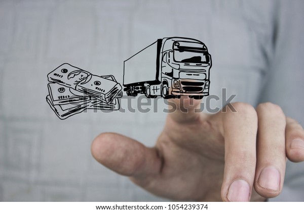 Money dollars on the hand\
truck