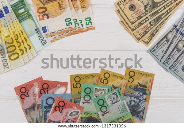 Money Exchange Concept Aud Usd Eur Stock Photo Edit Now 1317531056