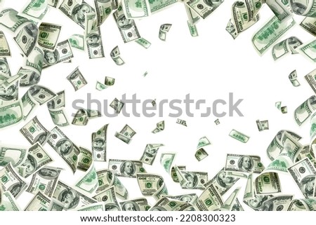Money falling. American money. Washington American cash, usd background