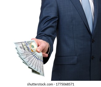 Money Hand Businessman Isolated On White Stock Photo 1775068571 ...