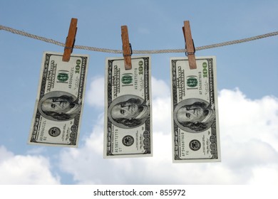 Money hanging on line