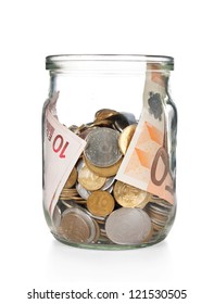 Money Jar, Isolated Over White Background