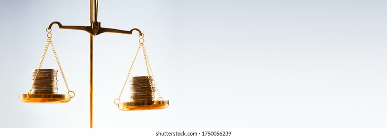 Money Justice Scales Weighing. Payment Balance And Tax