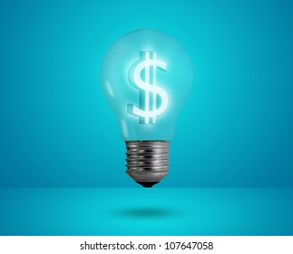 Money Making Idea. Light Bulb With Dollar Symbol.