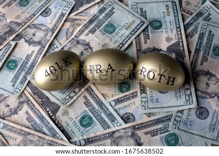 Money and nest eggs concept for retirement, savings, and financial planning