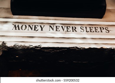 Money Never Sleep Letters Wallstreet Style