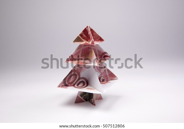 Money Origami Christmas Tree Stock Image Download Now