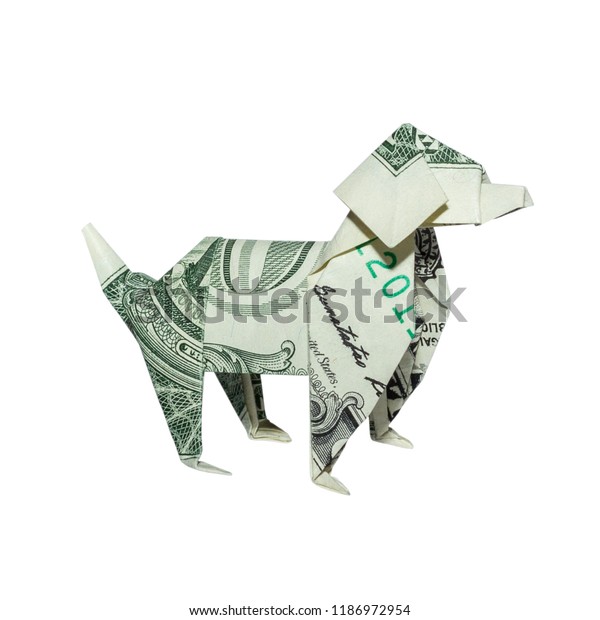 Money Origami Dog Right Side Folded Stock Photo Edit Now