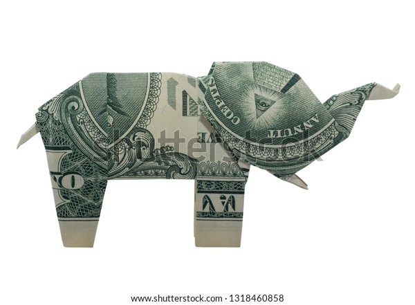 Money Origami Eye Elephant Animal Folded Royalty Free