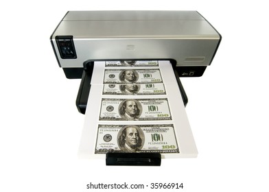 Money Printed On A Desktop Home Printer.