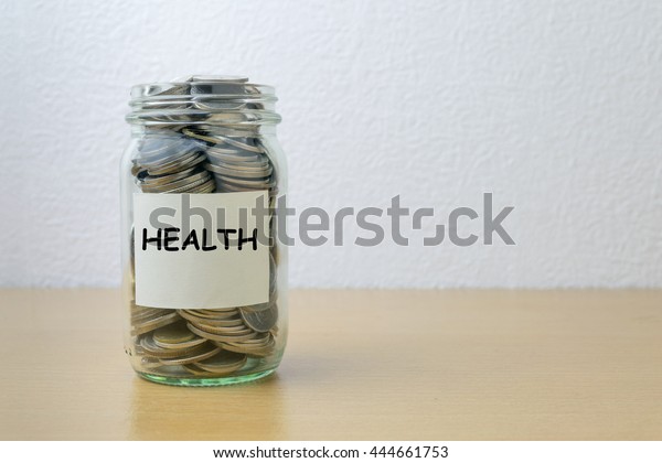 Money saving for\
health in the glass bottle\
