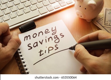 Money Saving Tips Written In A Note.