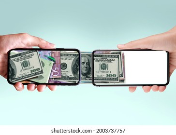money transfer concept, mobile banking