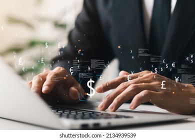money transfer global business FinTech Finance Technology Online Banking, Currency Exchange Concepts and Interbank Payments. - Shutterstock ID 2134939539
