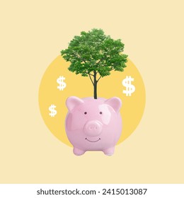 Money tree growing from a piggy bank, Money, Make money, Turnover, Home finances, Budget, Stock market, Spending money, Lunaria, Wealth, Tree, Abundance, Banking, Savings, Harvest, Growth, Crisis