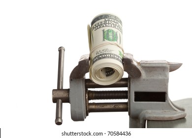 Money In The Vice Tool Isolated On White