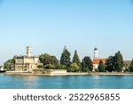 Monfort Castle and St. Martin Church in Langenargen at Lake Constance