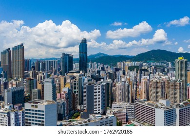 Mong Kok, Hong Kong 10 September 2019: Aerial view of Hong Kong city