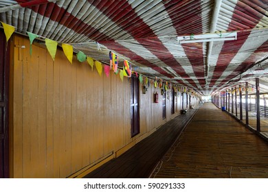 MONGKOS - FEBRUARY 20: Bidayuh Longhouse On 20 February 2017 At Mongkos. The Bidayuh, Tribe Of Dayaks Are Living Together In Wooden Longhouses.