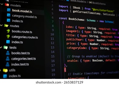 MongoDB book shcema database model in typescript programming 