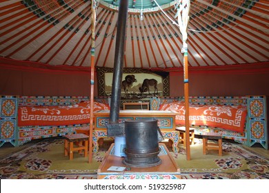 Mongolia. Mongolian Yurt Inside. 