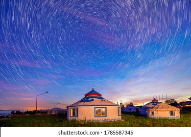 The mongolia yurts under the starry sky in the night. - Powered by Shutterstock