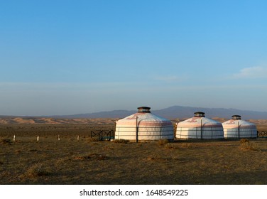 Mongolian Gers In Gobi Desert