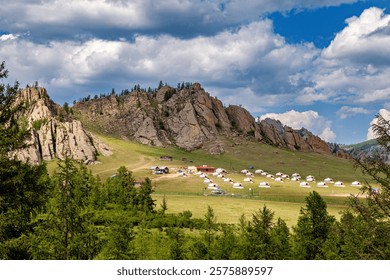 Mongolian landscape in the mountains